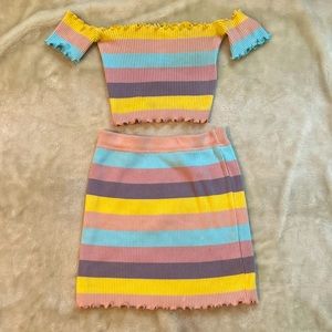 Fashion Nova Ribbed 2-Piece Skirt Set - Size M